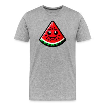 Watermelon - Men's Premium Organic T-Shirt - heather grey - Front - Damien (186cm)