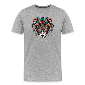 Masque du Carnaval de Venise - T-shirt bio Premium Homme - gris chiné - Devant - Damien (186cm)