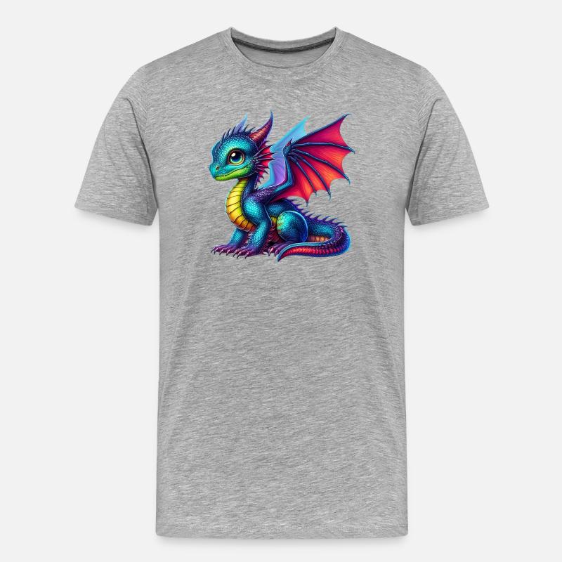 Drache - Männer Premium Bio T-Shirt - Grau meliert