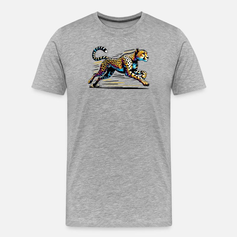 Gepard - Männer Premium Bio T-Shirt - Grau meliert