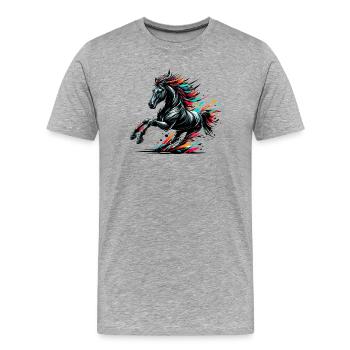 Horse - Men's Premium Organic T-Shirt - heather grey - Front - Damien (186cm)
