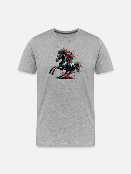 Pferd - Männer Premium Bio T-Shirt - Grau meliert