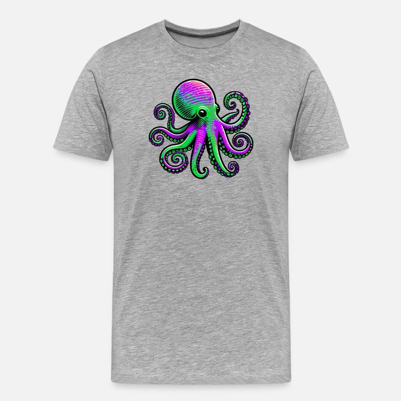 Krake - Männer Premium Bio T-Shirt - Grau meliert