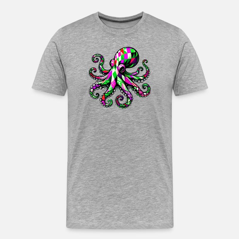 Krake - Männer Premium Bio T-Shirt - Grau meliert