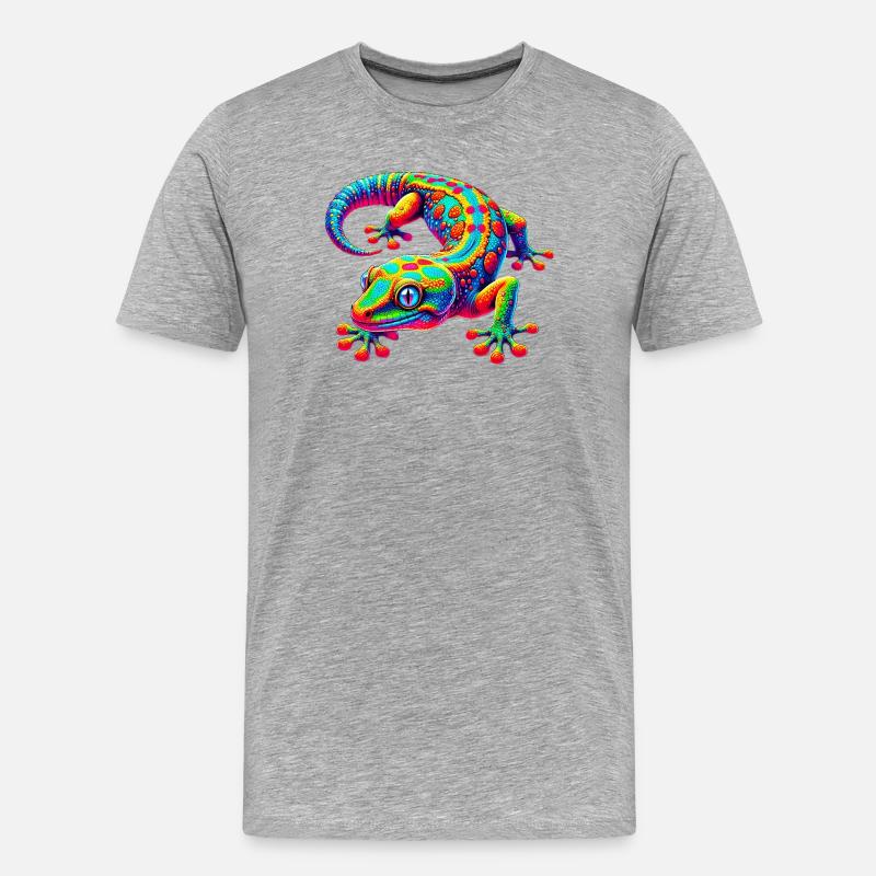 Gecko - Männer Premium Bio T-Shirt - Grau meliert