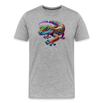 Gecko - Männer Premium Bio T-Shirt - Grau meliert - Vorne - Damien (186cm)
