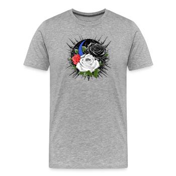 Gloomy roses with moon and thorns - Men's Premium Organic T-Shirt - heather grey - Front - Damien (186cm)