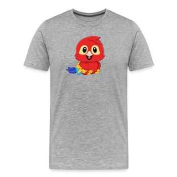 Perroquet Ara rouge - T-shirt bio Premium Homme - gris chiné - Devant - Damien (186cm)