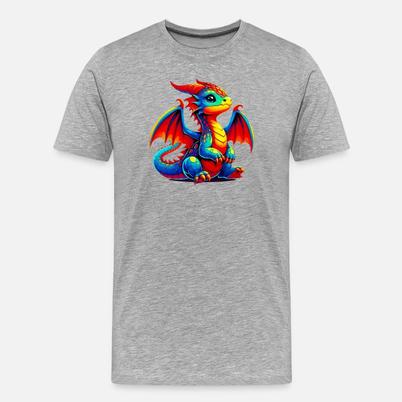 Drache - Männer Premium Bio T-Shirt - Grau meliert