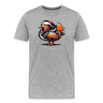 Canard mandarin - T-shirt bio Premium Homme - gris chiné - Devant - Damien (186cm)