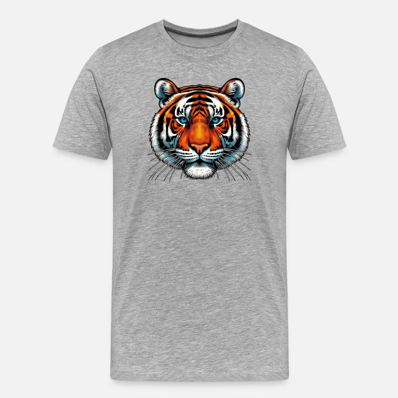 Tiger - Männer Premium Bio T-Shirt - Grau meliert