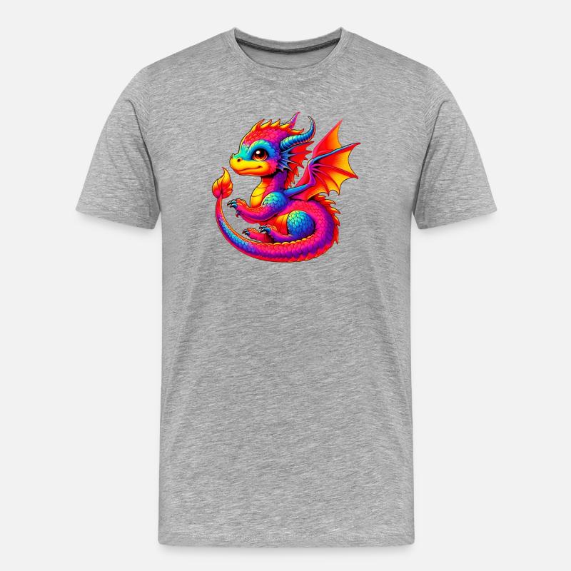 Drache - Männer Premium Bio T-Shirt - Grau meliert