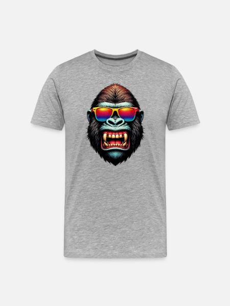 Gorillas with Sunglasses - Men's Premium Organic T-Shirt - heather grey