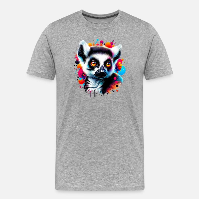 Lemur - Männer Premium Bio T-Shirt - Grau meliert