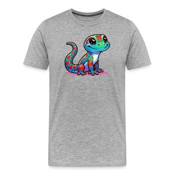 Gecko - T-shirt bio Premium Homme - gris chiné - Devant - Damien (186cm)