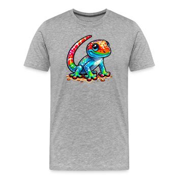 Gecko - Männer Premium Bio T-Shirt - Grau meliert - Vorne - Damien (186cm)