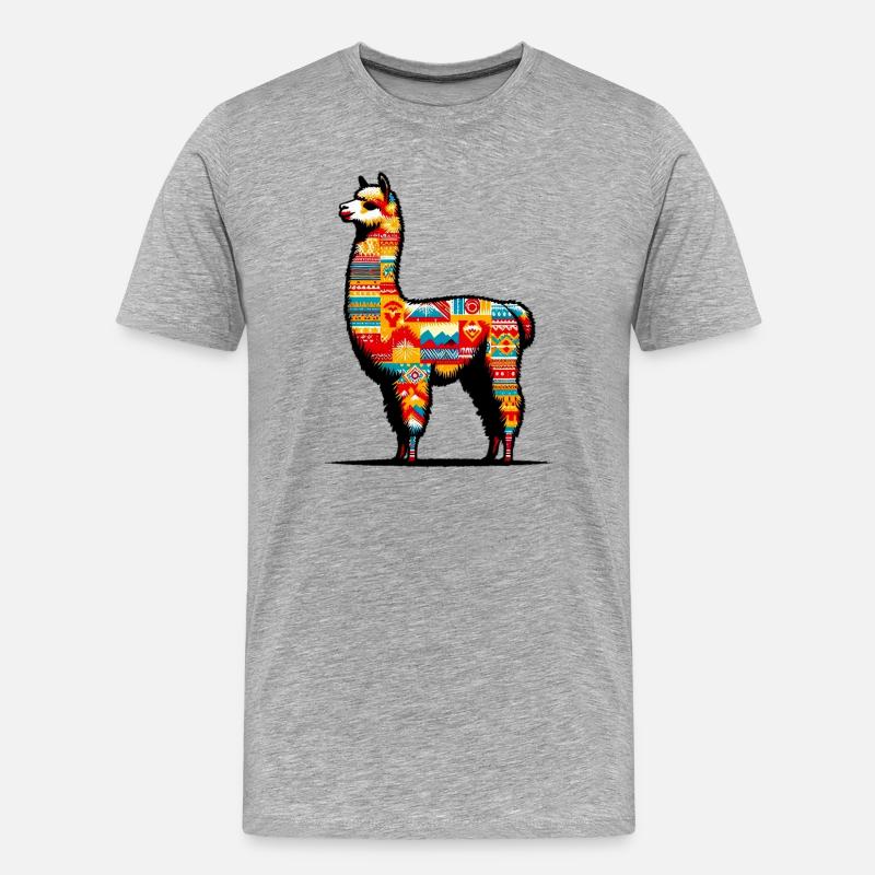 Alpaka - Männer Premium Bio T-Shirt - Grau meliert