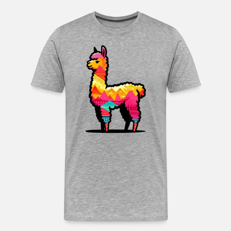 Alpaka - Männer Premium Bio T-Shirt - Grau meliert