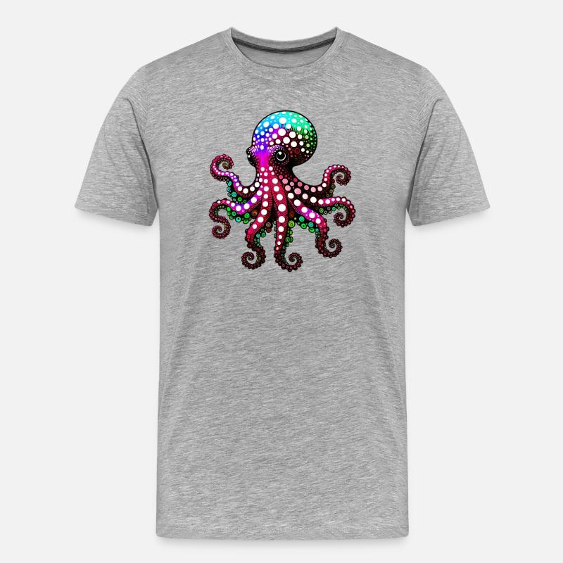 Krake - Männer Premium Bio T-Shirt - Grau meliert