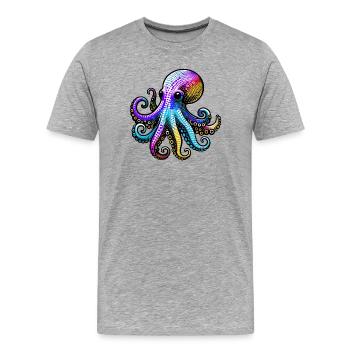 Krake - Männer Premium Bio T-Shirt - Grau meliert - Vorne - Damien (186cm)