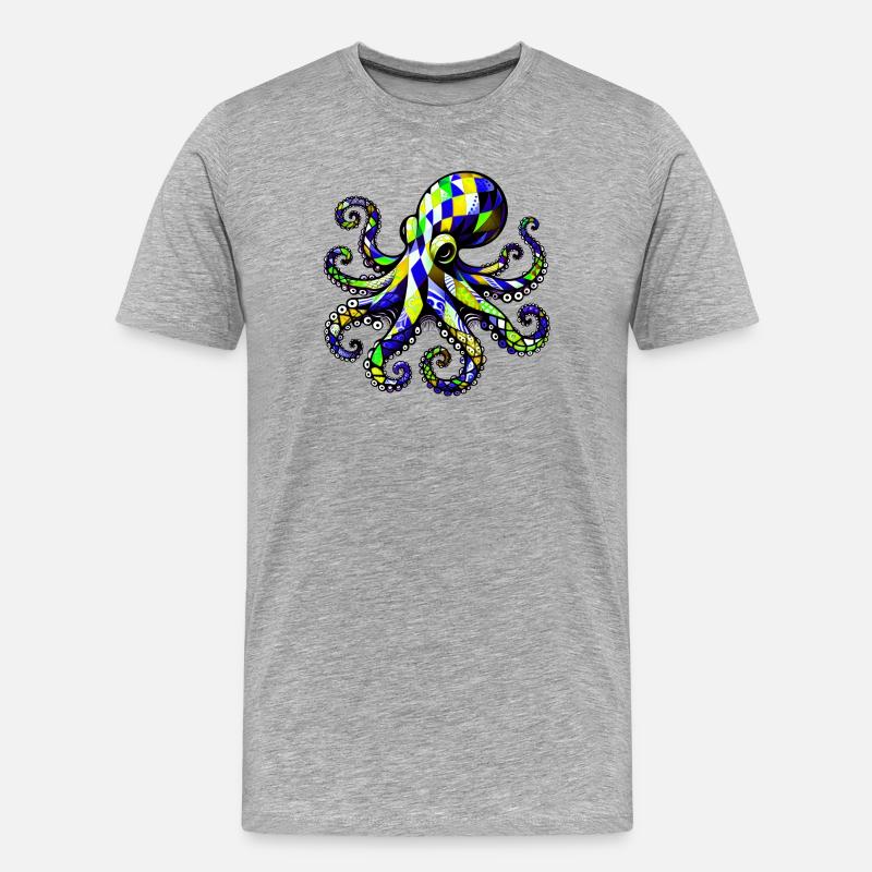 Krake - Männer Premium Bio T-Shirt - Grau meliert
