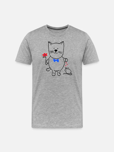 Cat and Mouse - Men's Premium Organic T-Shirt - heather grey