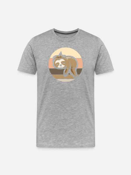 retro sloth comic icon sunset logo - Men's Premium Organic T-Shirt - heather grey