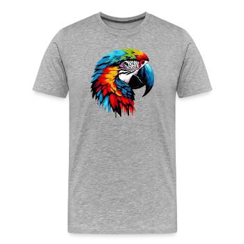 Perroquet - T-shirt bio Premium Homme - gris chiné - Devant - Damien (186cm)