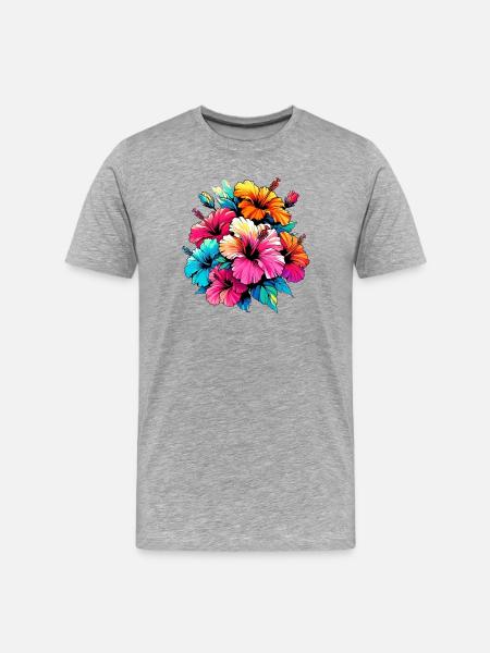 Fleurs d’hibiscus - T-shirt bio Premium Homme - gris chiné