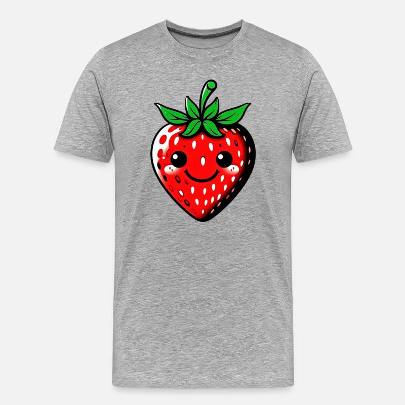 Erdbeeren Erdbeeren - Männer Premium Bio T-Shirt - Grau meliert