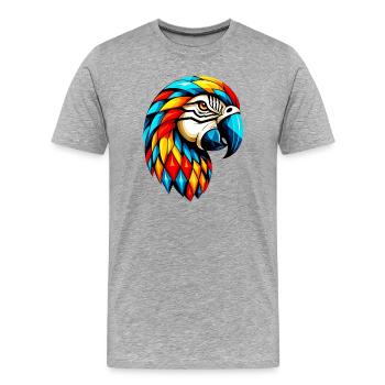 Harlequin Parrot - Men's Premium Organic T-Shirt - heather grey - Front - Damien (186cm)