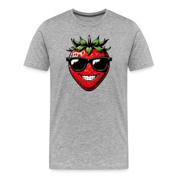 Fraise avec lunettes de soleil - T-shirt bio Premium Homme - gris chiné - Devant - Damien (186cm)