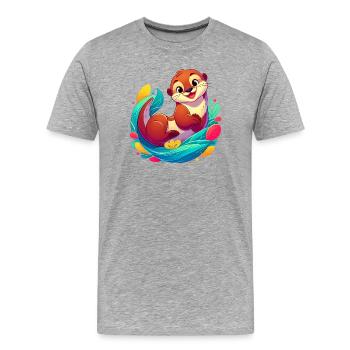 Otter - Männer Premium Bio T-Shirt - Grau meliert - Vorne - Damien (186cm)