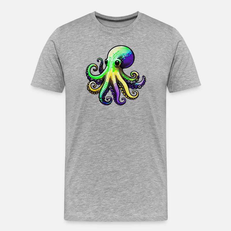 Krake - Männer Premium Bio T-Shirt - Grau meliert