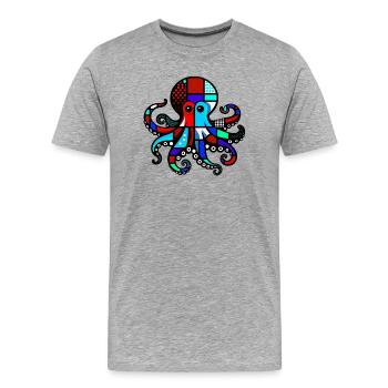 Pieuvre - T-shirt bio Premium Homme - gris chiné - Devant - Damien (186cm)