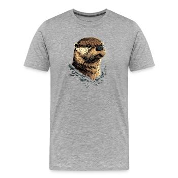 Otter Sea Otter Otter Marten Love Cute Otter - Men's Premium Organic T-Shirt - heather grey - Front - Damien (186cm)