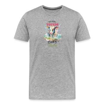 Mon animal totem c'est la vache - T-shirt bio Premium Homme - gris chiné - Devant - Damien (186cm)