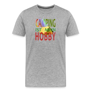 CAMPEN IST GENAU MEIN HOBBY - Männer Premium Bio T-Shirt - Grau meliert - Vorne - Damien (186cm)