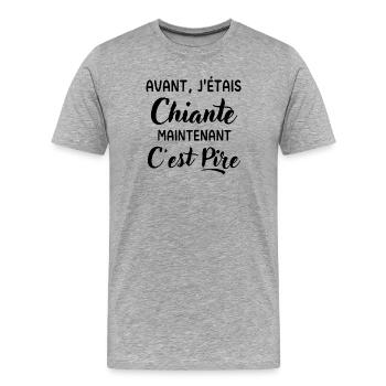 Femme chiante humour femme - T-shirt bio Premium Homme - gris chiné - Devant - Damien (186cm)