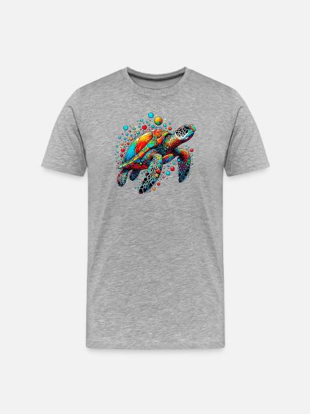 Turtle - Men's Premium Organic T-Shirt - heather grey