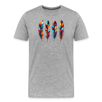 Feder - Männer Premium Bio T-Shirt - Grau meliert - Vorne - Damien (186cm)
