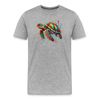 Tortue - T-shirt bio Premium Homme - gris chiné - Devant - Damien (186cm)