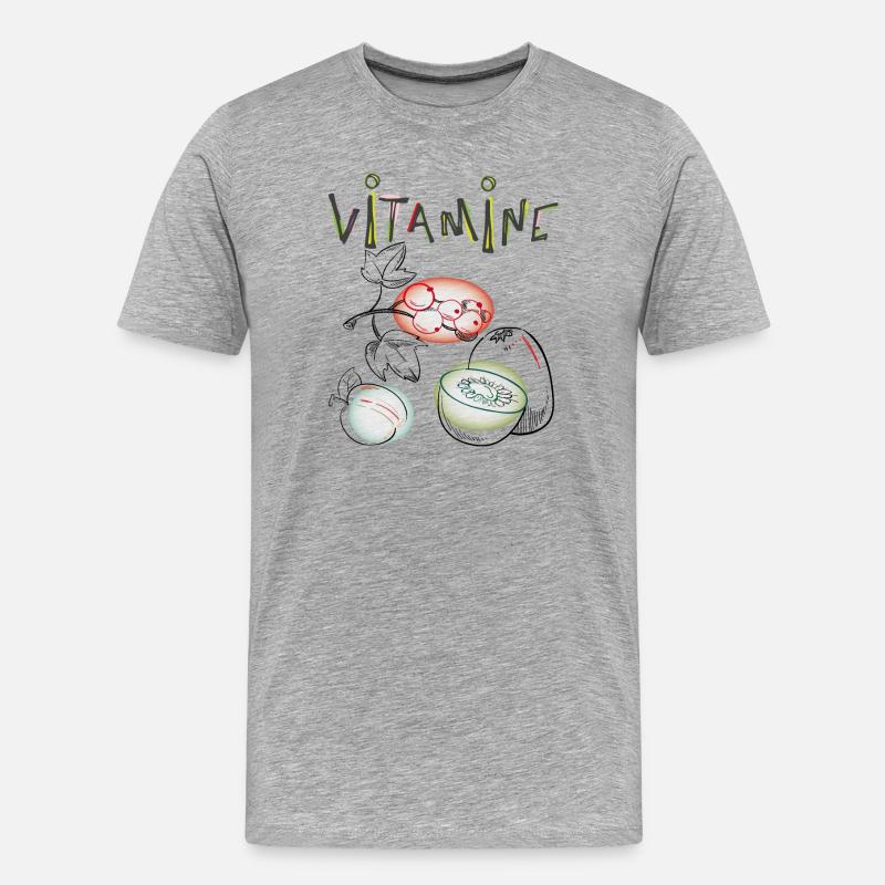 Vitamine, Obst - Männer Premium Bio T-Shirt - Grau meliert