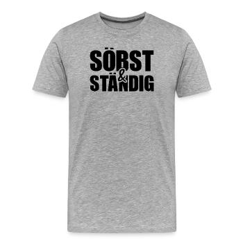 söbst et constamment - indépendant, jeu de mots cool - T-shirt bio Premium Homme - gris chiné - Devant - Damien (186cm)