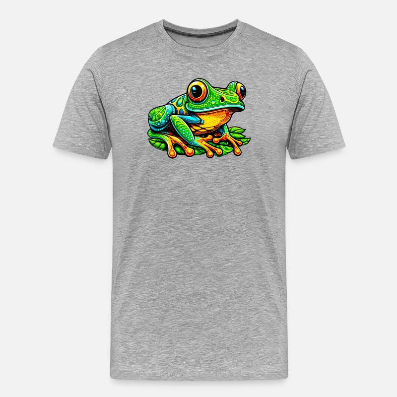 Frosch - Männer Premium Bio T-Shirt - Grau meliert