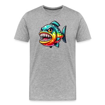 Piranha - Men's Premium Organic T-Shirt - heather grey - Front - Damien (186cm)
