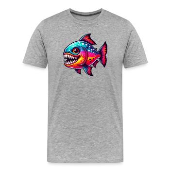 Piranha - Men's Premium Organic T-Shirt - heather grey - Front - Damien (186cm)