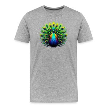 Peacock - Men's Premium Organic T-Shirt - heather grey - Front - Damien (186cm)