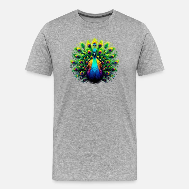 Pfau - Männer Premium Bio T-Shirt - Grau meliert