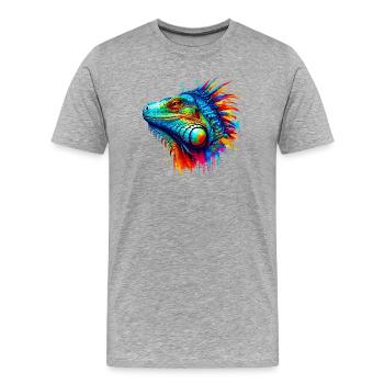Iguane - T-shirt bio Premium Homme - gris chiné - Devant - Damien (186cm)